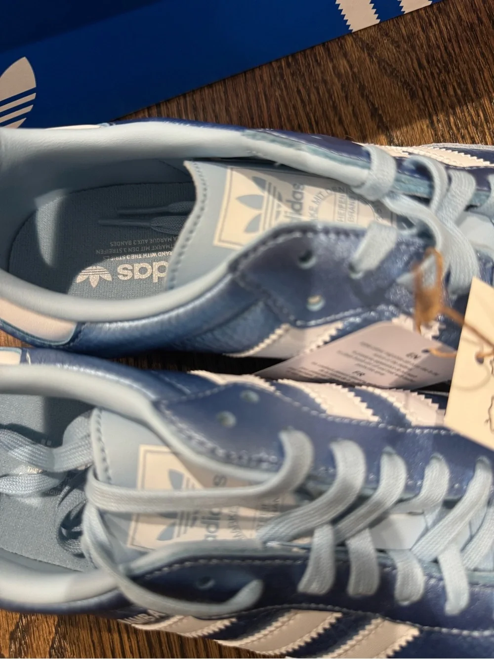 adidas Samba OG Junior Silver Metallic Cloud Clear Sky Blue White Gum Size 5.5